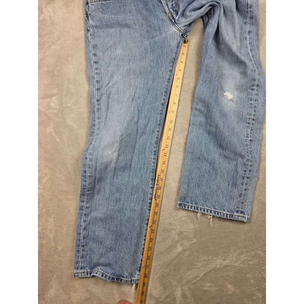 Levis 501 Button Fly Jeans Mens W34 L29 Blue Straight Distressed Denim 2008